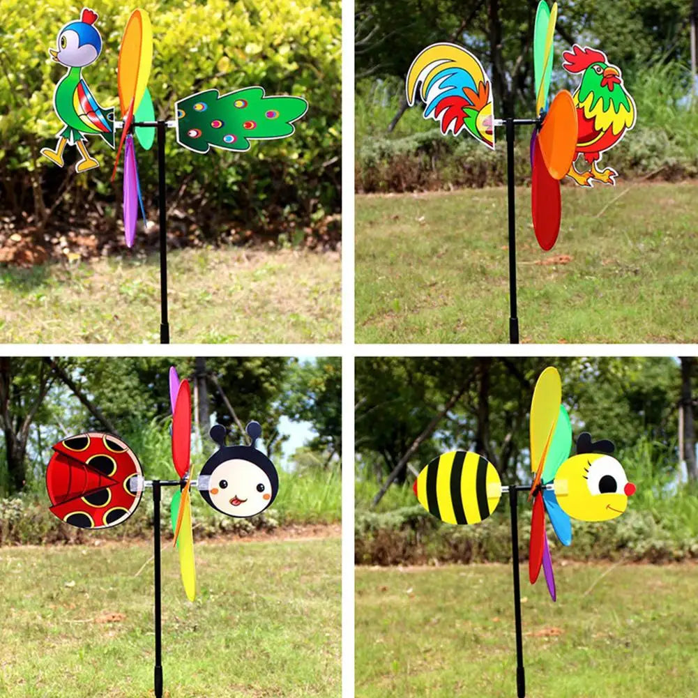 Animal Bee Six Colors Three-Dimensional Windmill Cartoon Children Toys Home Garden Decoration Wind Spinner Whirligig Yard Decor