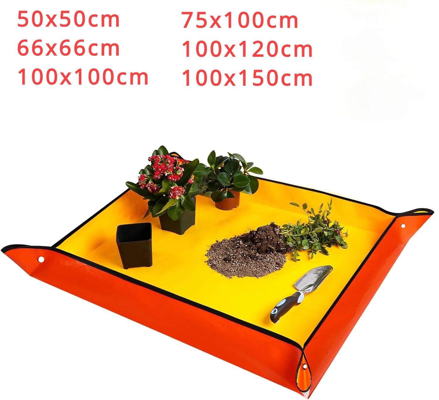 50Cm-150Cm Planting Mat Foldable Gardening Potting Pad Orange Thickened Repotting Mat Flower Pots Transplanting Waterproof Mats