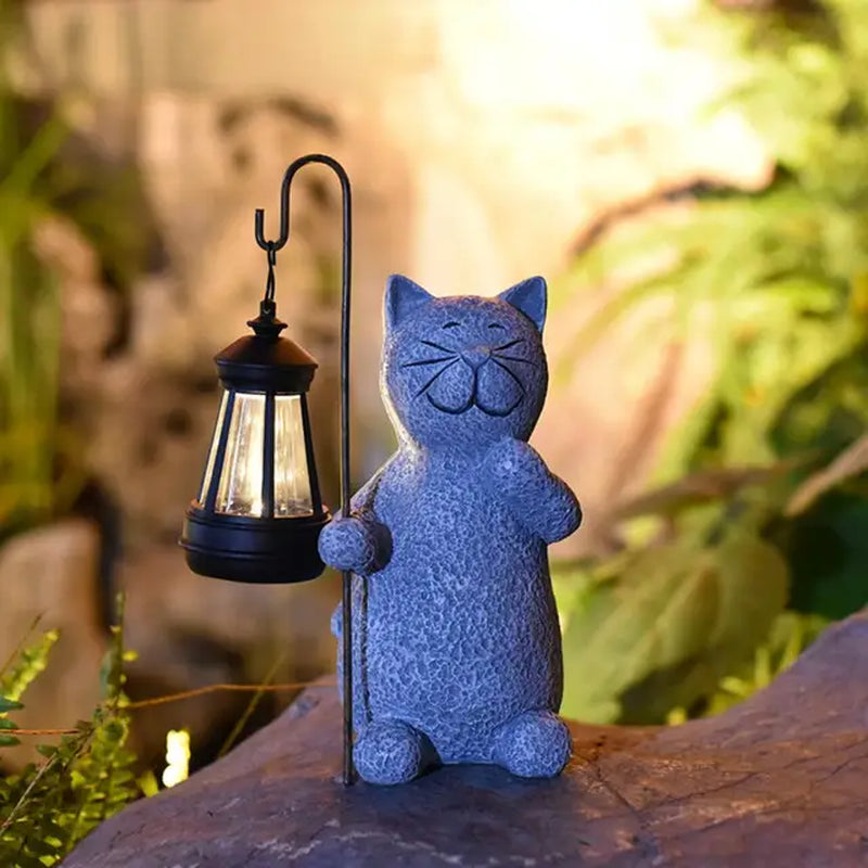 Hot Outdoor Solar Lights Cat Decoration Imitation Animal Resin Crafts Garden Decorative Garden Lights