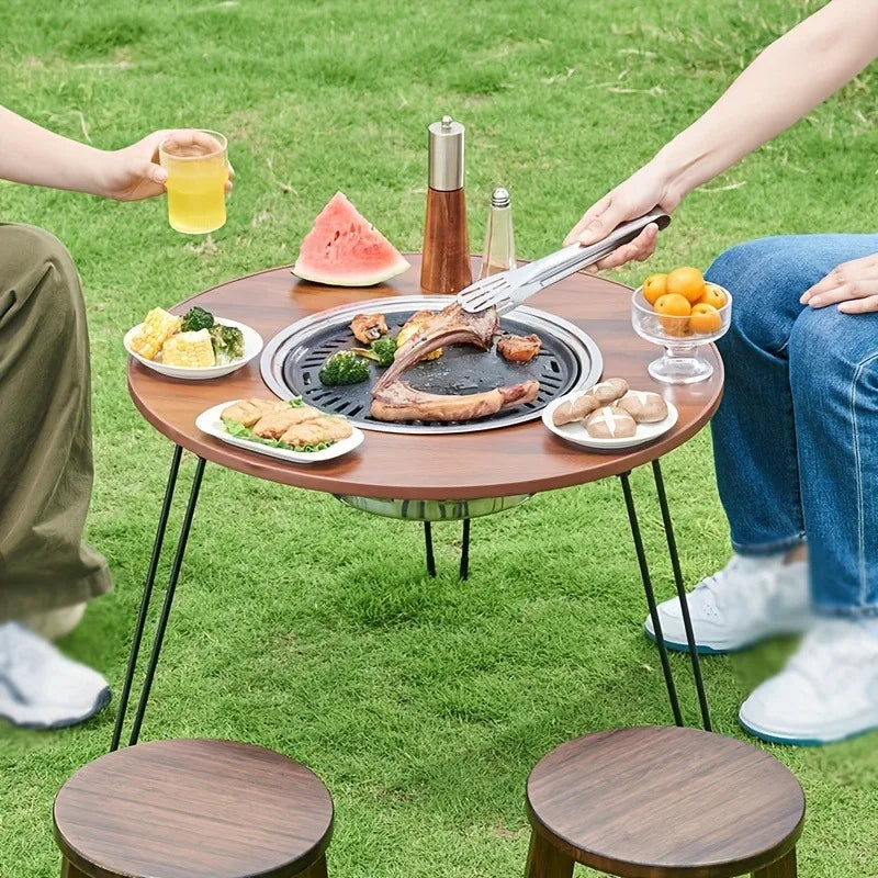 1 Pc Portable Folding Stove Table Camping round Table for Barbecue Outdoor Picnics Sports Outdoor Barbecue Table