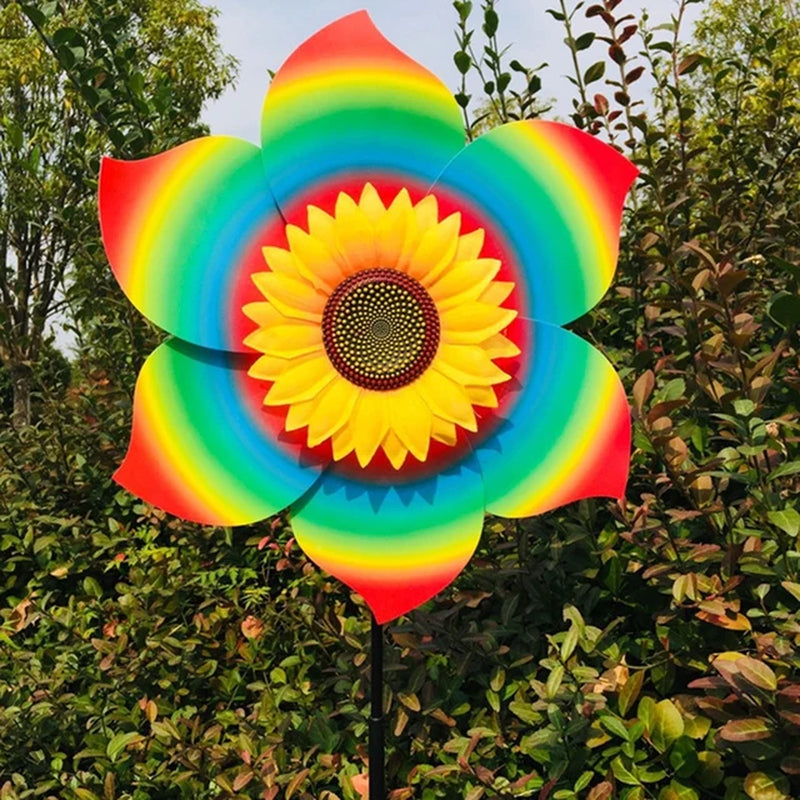 Sunflower Windmill Rotating Sunflower Wind Spinner Stake Standing Lawn Flower Pinwheel Outdoor Party Garden Yard Picnic Decor