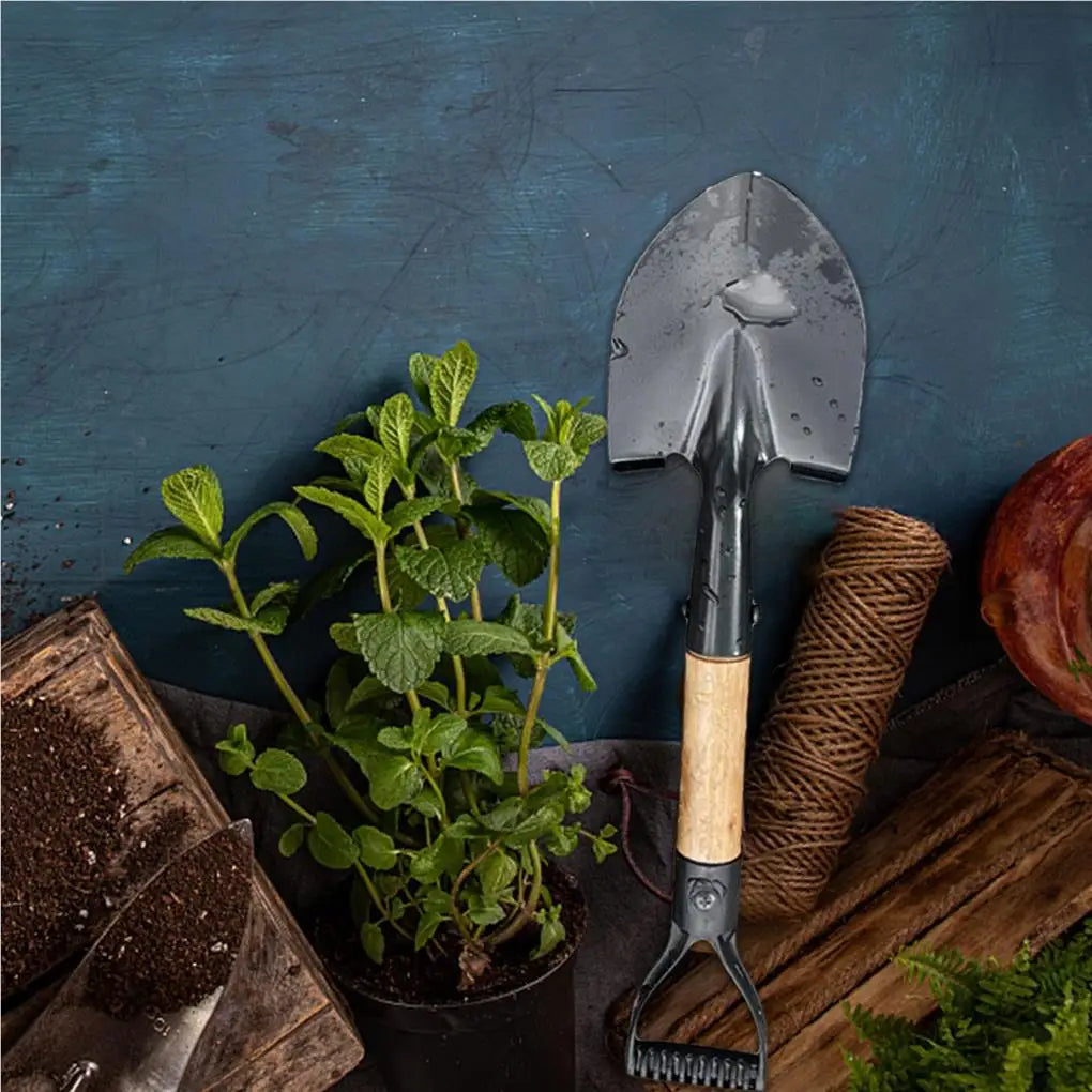 Digging Shovel D Wood Handle Anti-Skidding Shovels Trowel Rustproof Garden Scoop Coated Surface Camping Outdoor Small