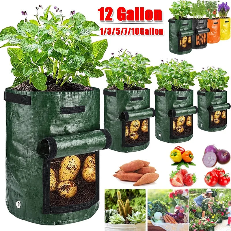 PE Vegetable Planter Growing Bag, Potato Grow Bags, DIY Fabric Grow Pot, Outdoor Garden Pots, Garden Tools, Veget Garden