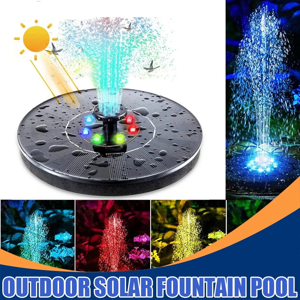 Outdoor Solar Water Fountain Floating Bird Bath Garden Pool Pond Waterfall Fountain Solar Panel Powered Water Pump