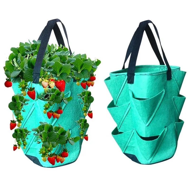 Plastic Strawberry Planting Bag Plant Grow Hanging Bag Garden Supplies