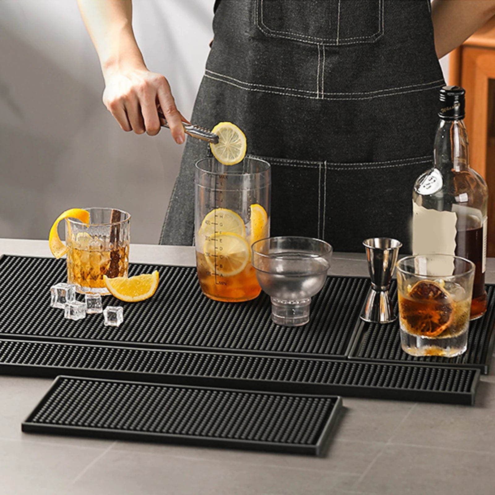 PVC Bar Mat Coffee Maker Countertop Spill Mats Bar Service Spill Mat Dish Glass Drying Mat for Barista Cocktail Bartender