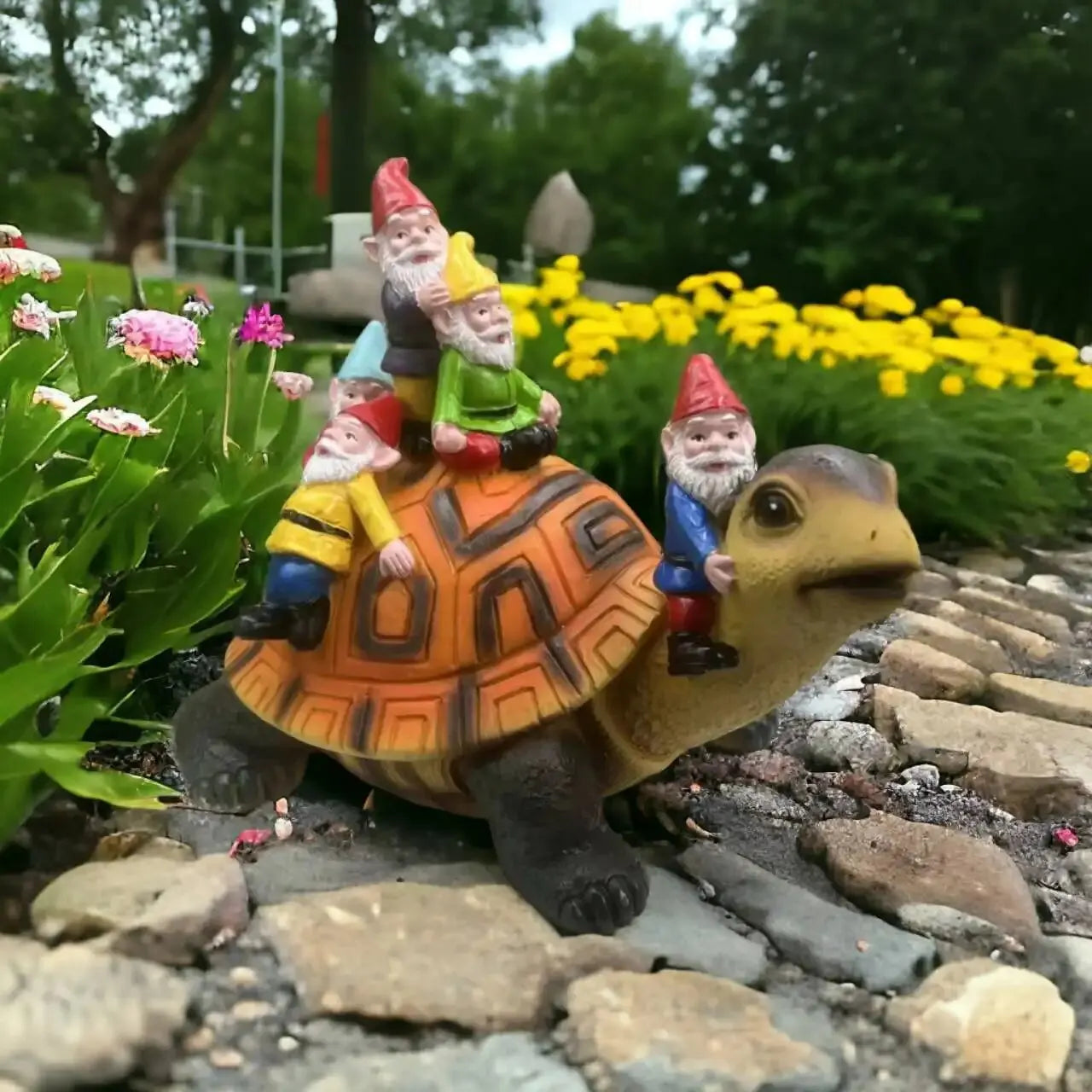 Garden Gnome Turtle Statues Yard Art Resin Figurine Decorations for Outdoor Garden and Patio Lawn