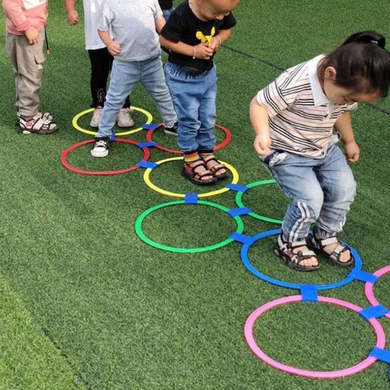 Children Brain Games Hopscotch Jump Circle Rings Set Kids Sensory Play Indoor Outdoor for Training Sports and Entertainment Toy