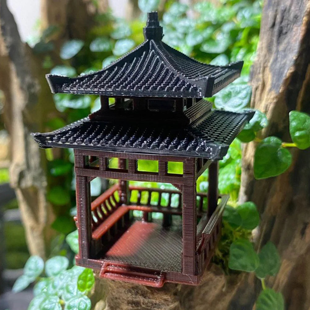 Pavilion Small Ornaments Aquarium Pagoda Statue Outdoor Garden Decorations Metal Desktop Simulation Models