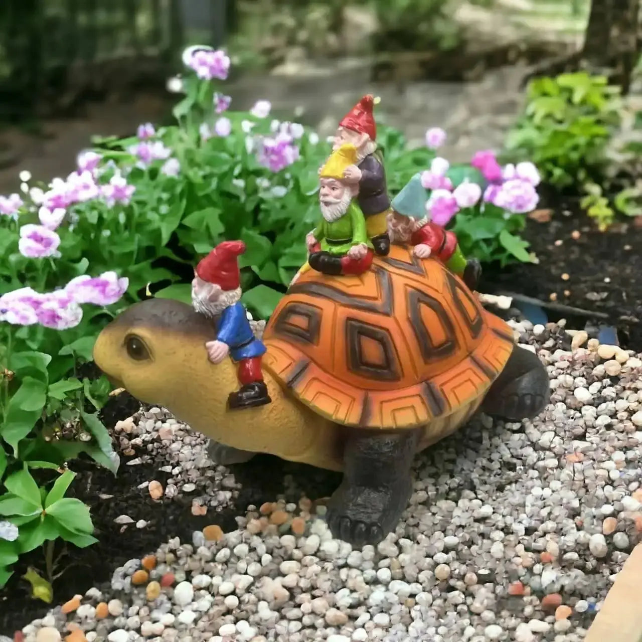 Garden Gnome Turtle Statues Yard Art Resin Figurine Decorations for Outdoor Garden and Patio Lawn